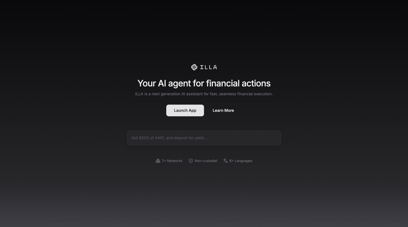ILLA product screen for financial AI-agent actions