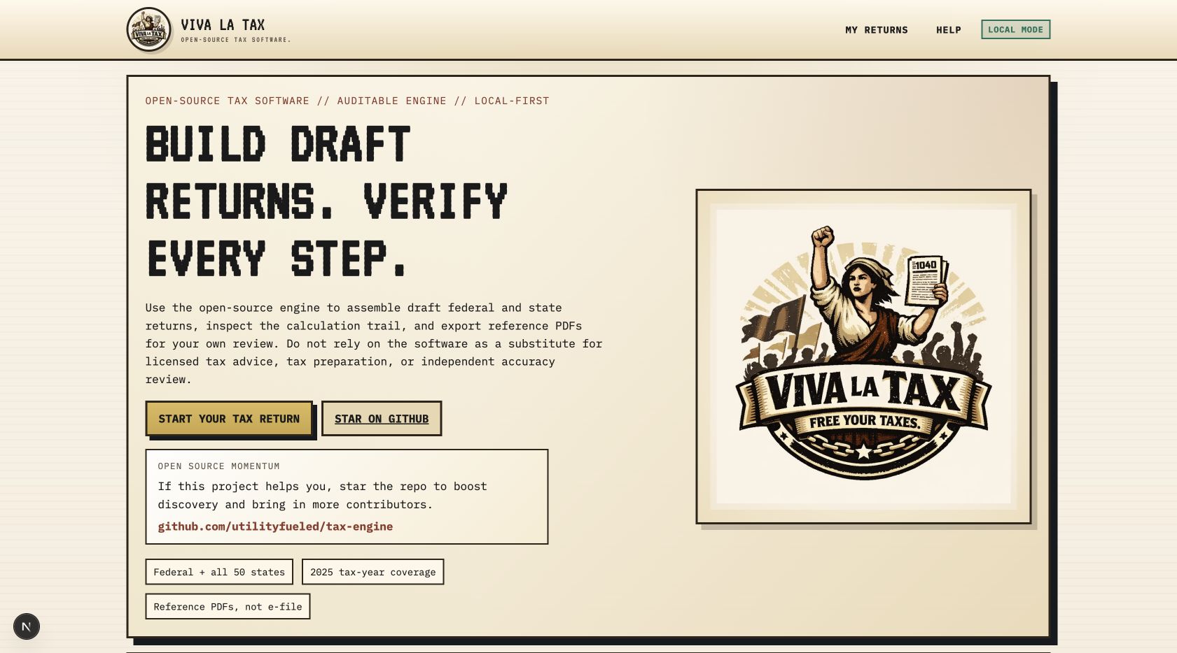 Viva La Tax draft-return application interface